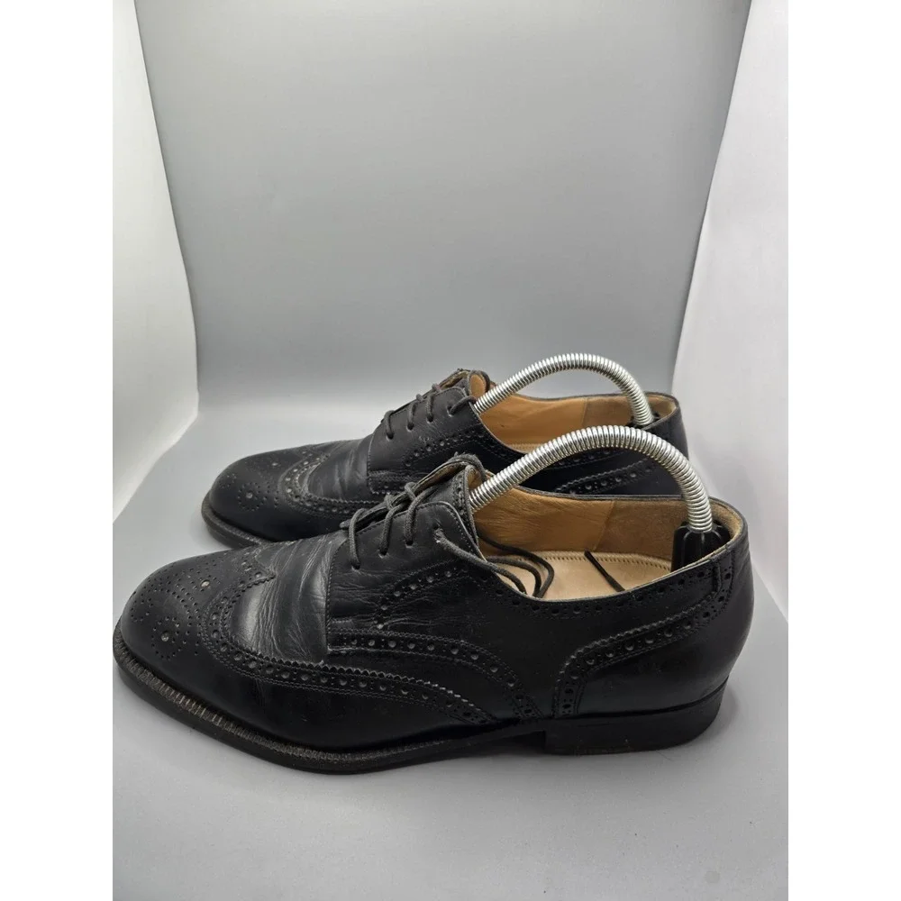 Dino Monti Italy Black Leather Wingtip Brogue Dress‎ Shoes Mens 9.5 D Oxford